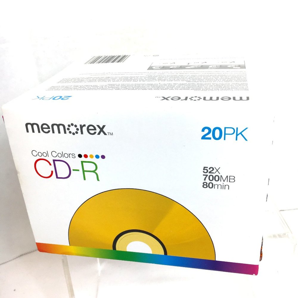 Memorex Pack of 20 CD-R Cool Colors Slim Jewel Cases NWT